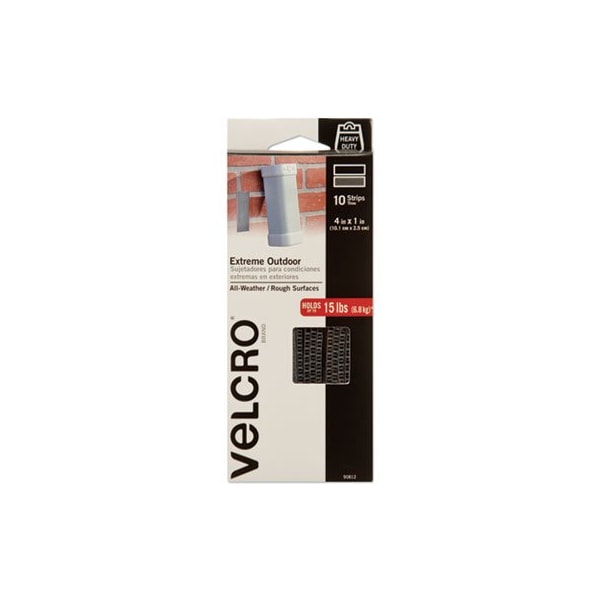 Velcro Brand Velcro, HEAVY-DUTY FASTENERS, EXTREME OUTDOOR PERFORMANCE. 1in X 4in, TITANIUM, 10PK 90812 - main